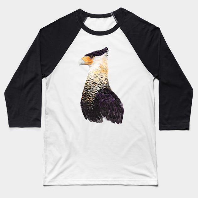 Crested Caracara Watercolor Baseball T-Shirt by justarts